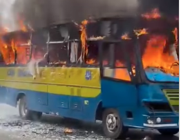 Bus torched after Donholm accident kills rider
