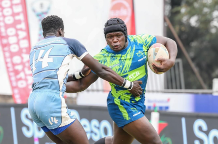 KCB's Bob Muhati in action against Daystar at the Christie Sevens/HANDOUT