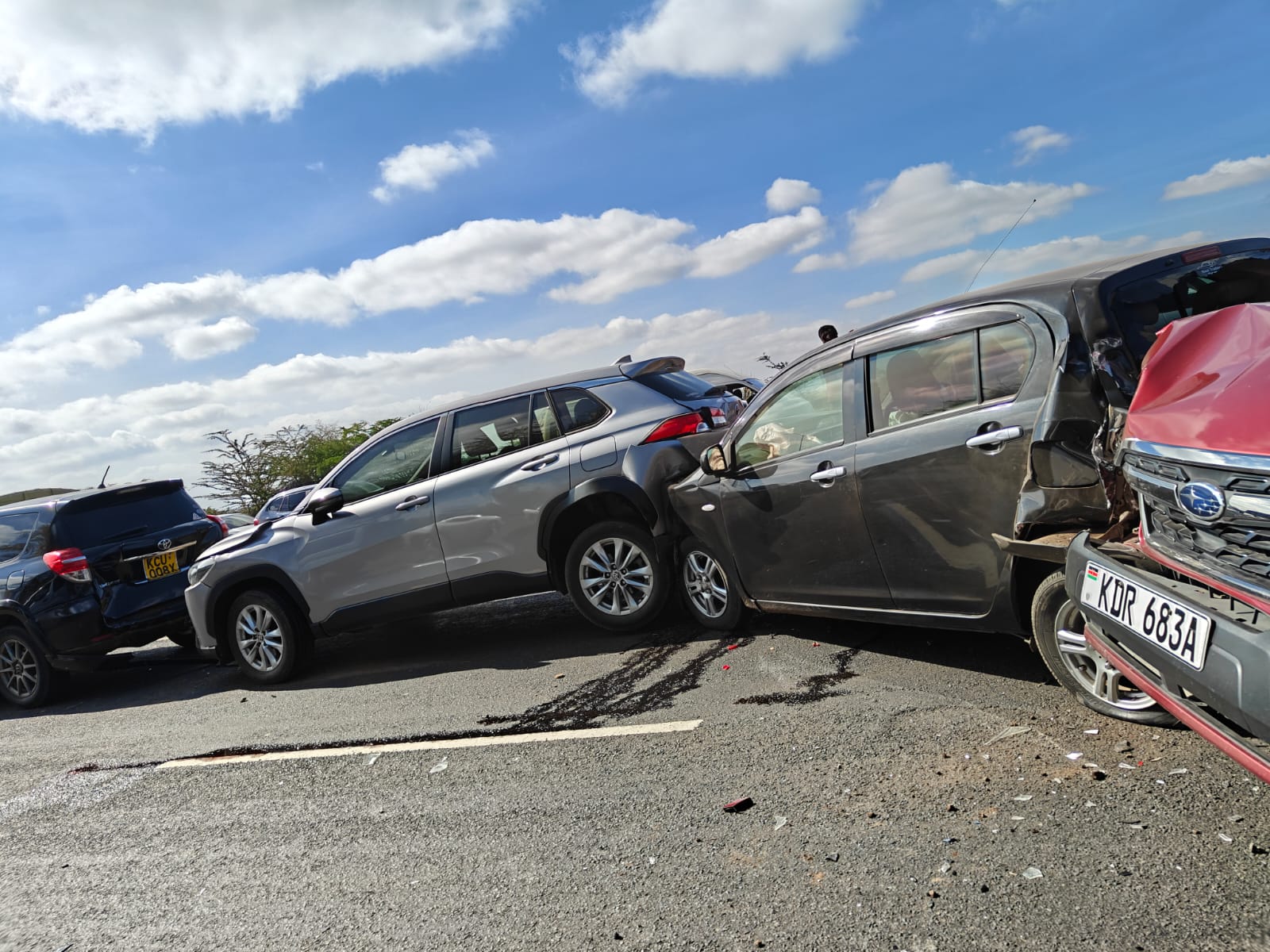 [PHOTOS] 6 cars damaged in crash along Southern Bypass