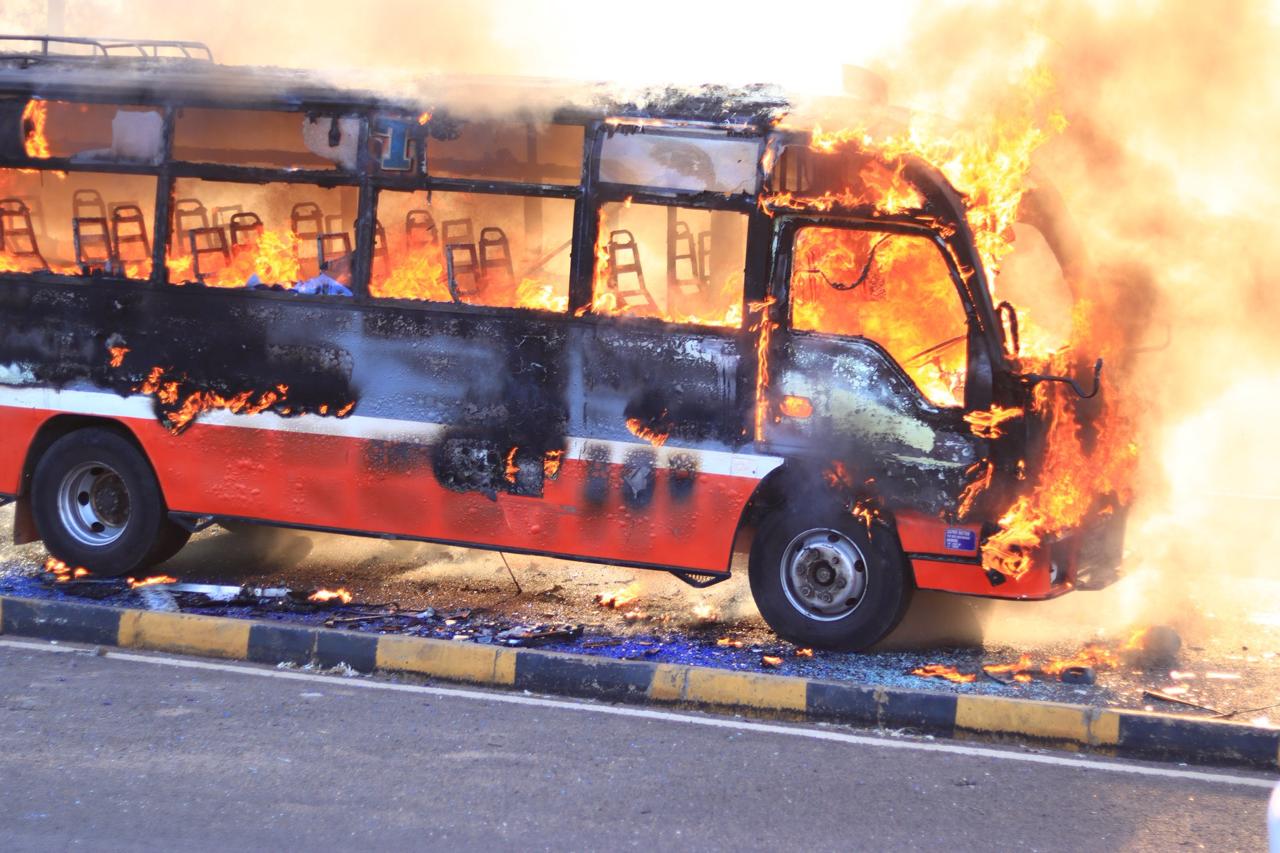 Riders torch Super Metro bus after alleged accident