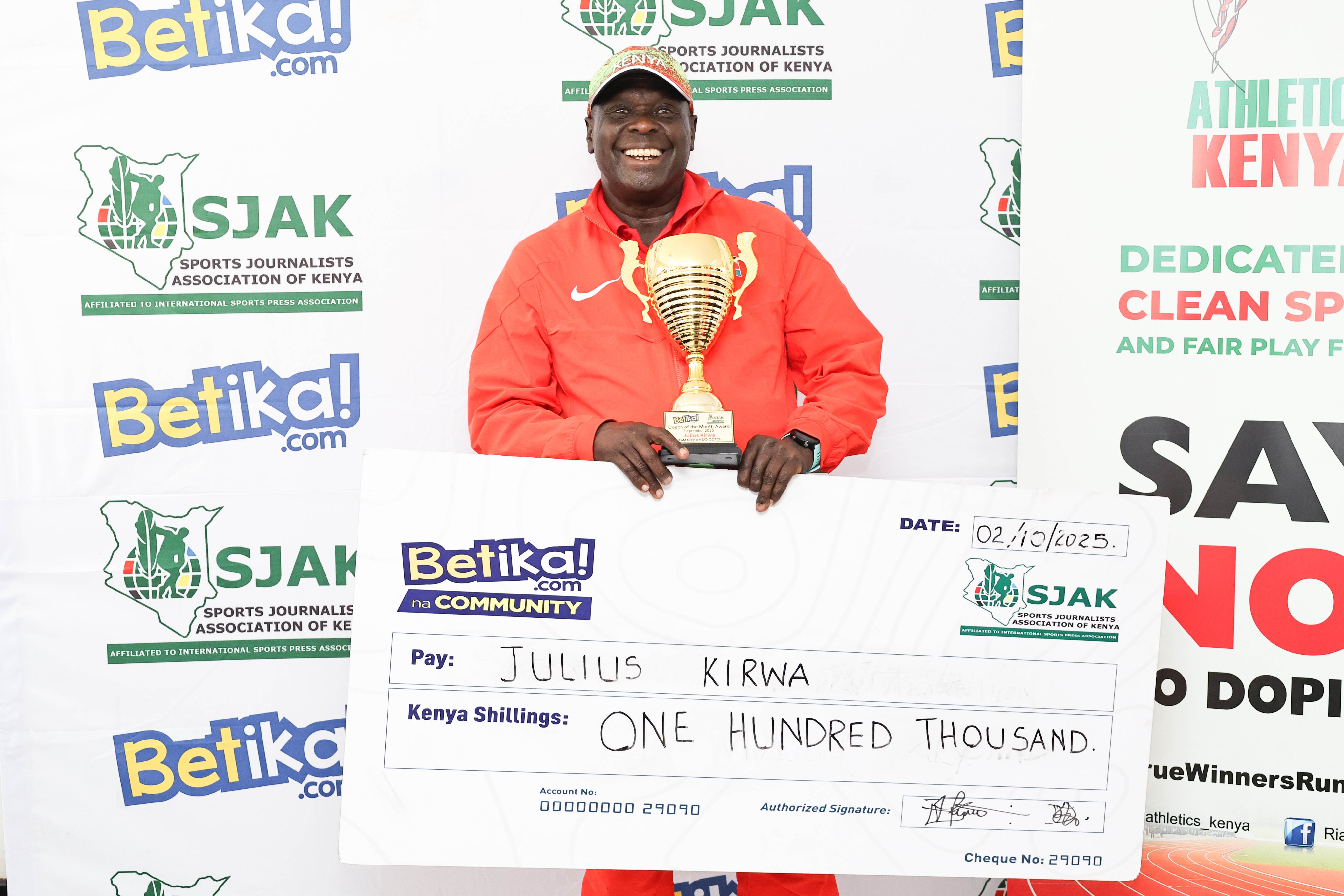 Athletics coach Kirwa honoured for Tokyo success