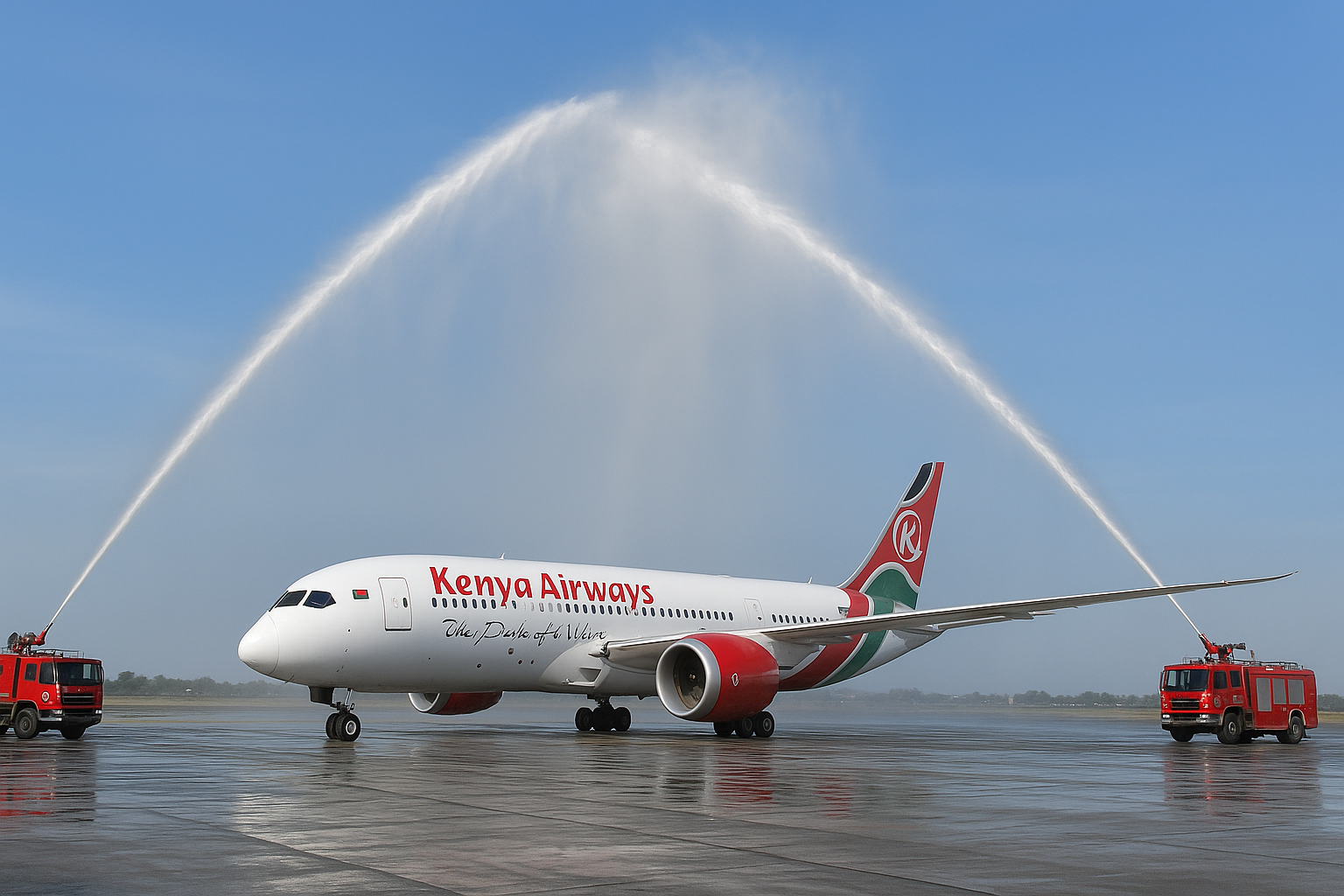 Plane carrying Raila accorded water salute at JKIA