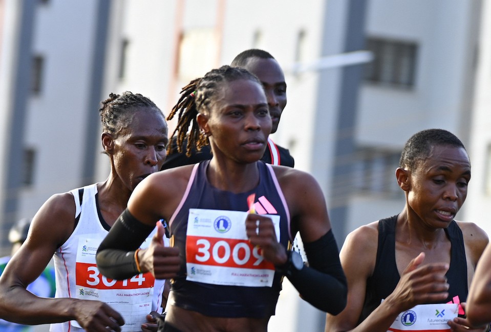 Hellen Chepkorir (3009) during yesterday's StanChart Nairobi Marathon/HANDOUT