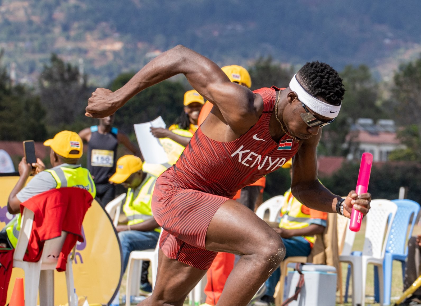 Hurdler Wiseman Were competes at the Machakos BingwaFest/ HANDOUT