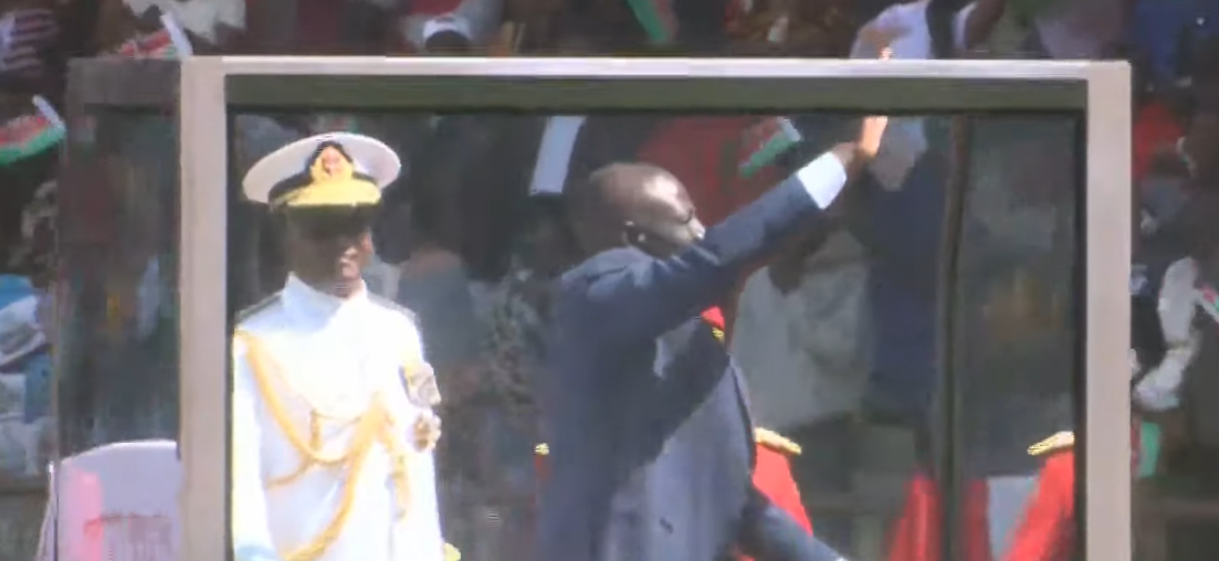 Ruto arrives at Ithookwe Stadium for Mashujaa fete