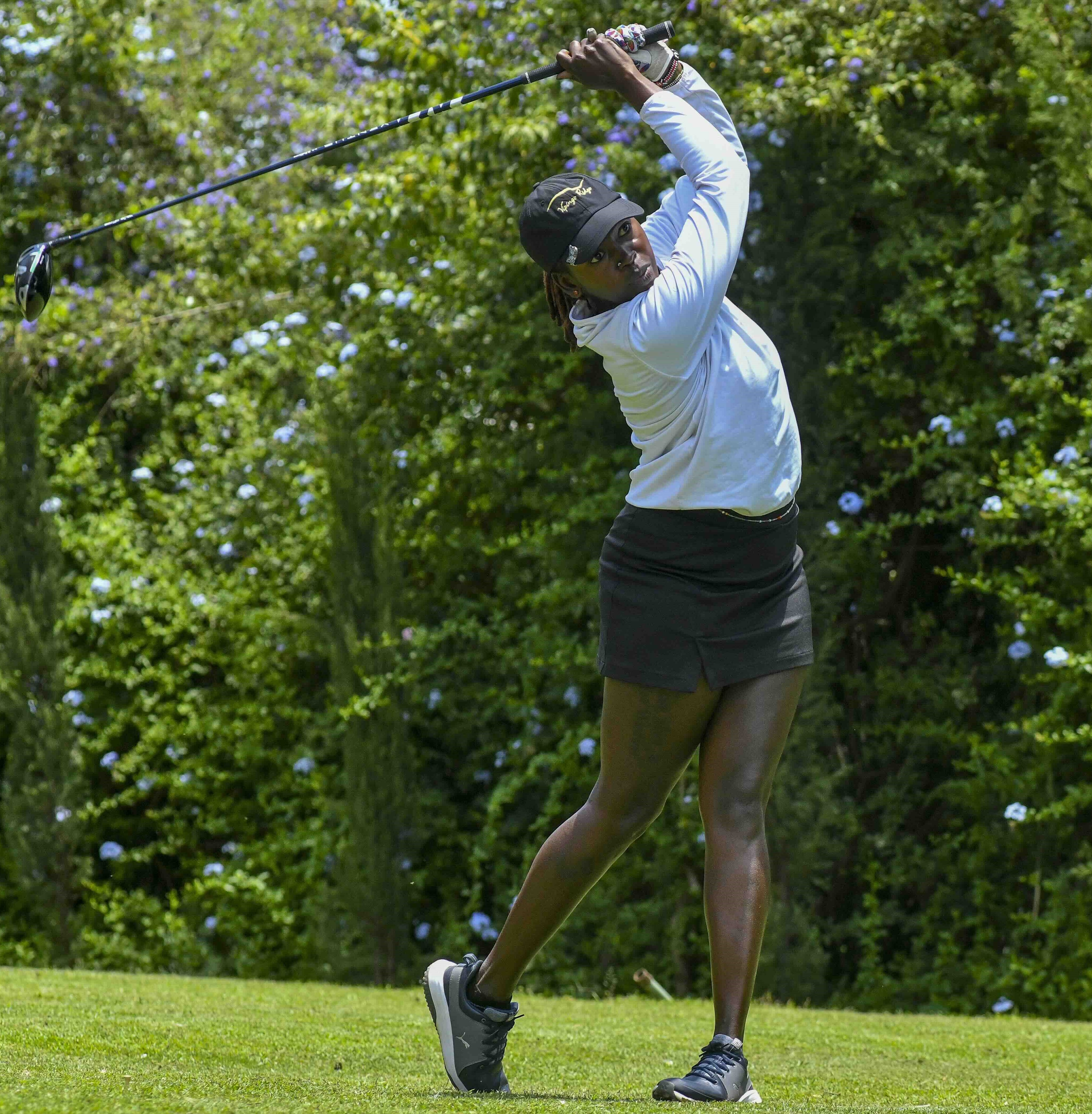 Kenya’s professional golfer, Naom Wafula,  at the Royal Nairobi Golf Club during the ProAm event of the Sunshine Development Tour - East Africa Swing Johnnie Walker Classic event on Saturday