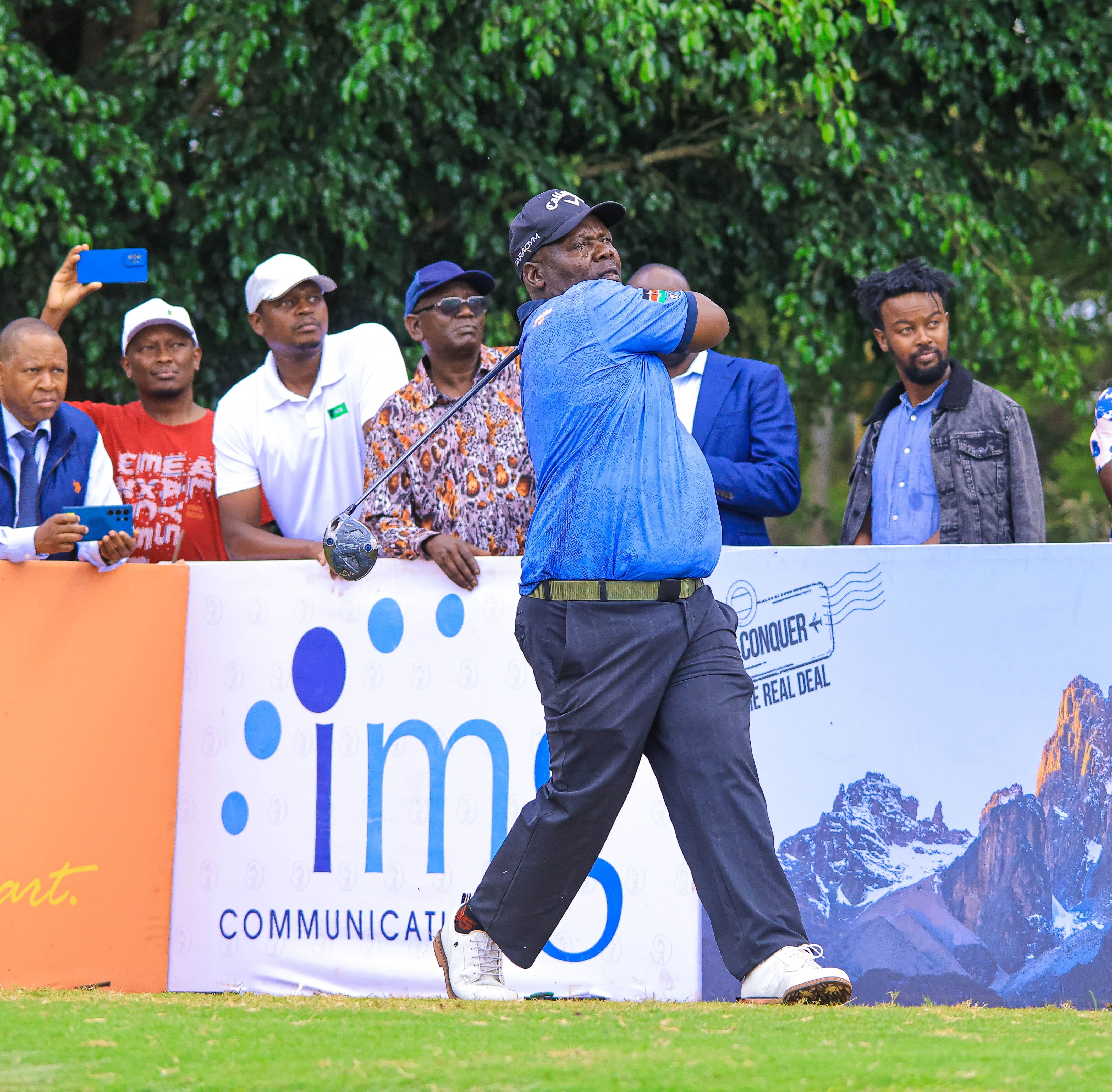 Dismas Indiza tees off at the Shunshine Development Tour East Africa Swing Ruiru Leg