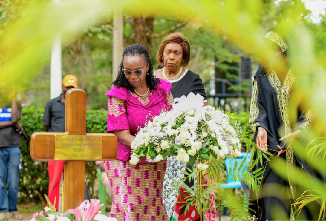 Karua visits Raila’s grave, pledges to carry his dream