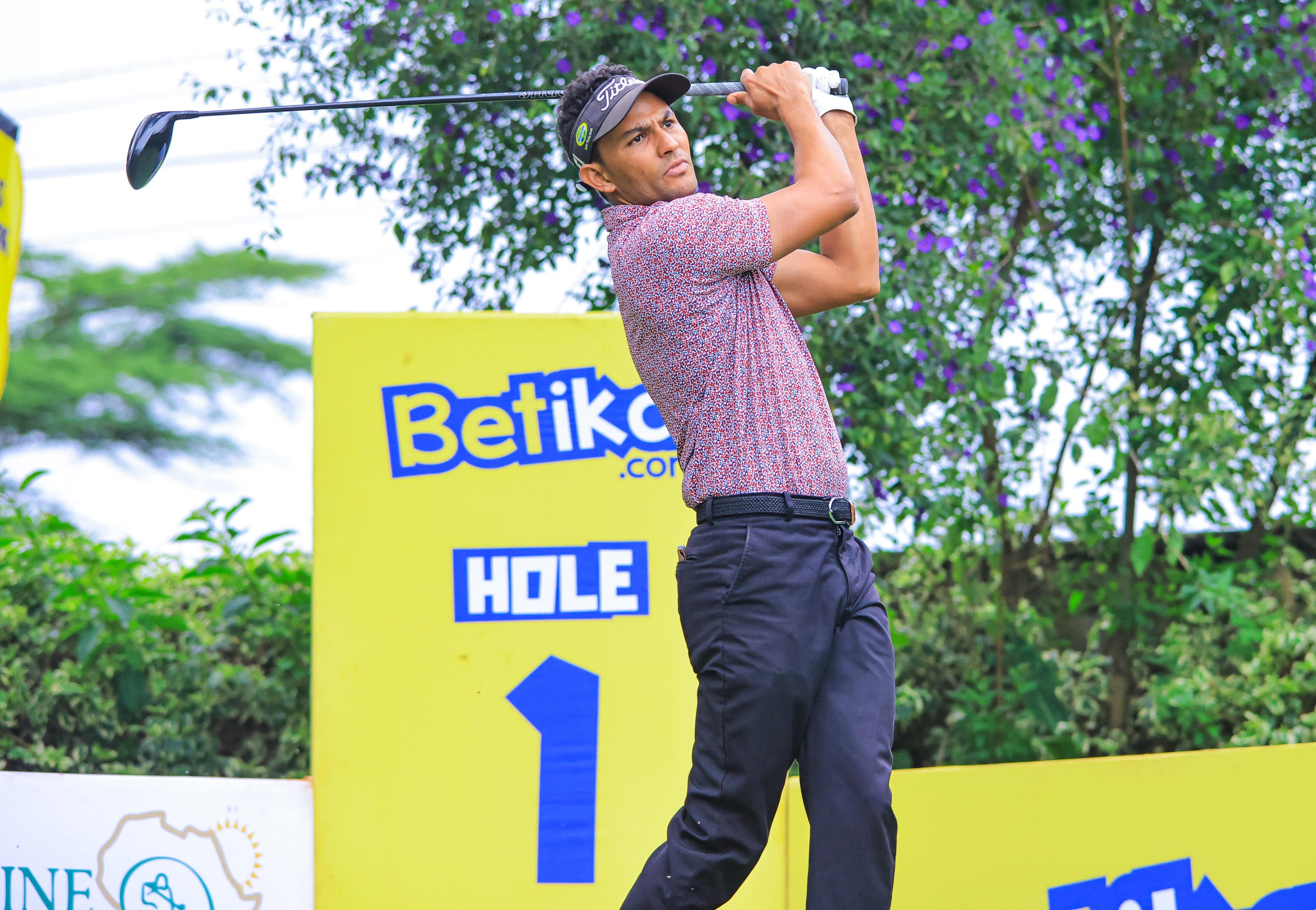 Greg Snow tees off during the second round of the Betika Masters at Limuru Country Club