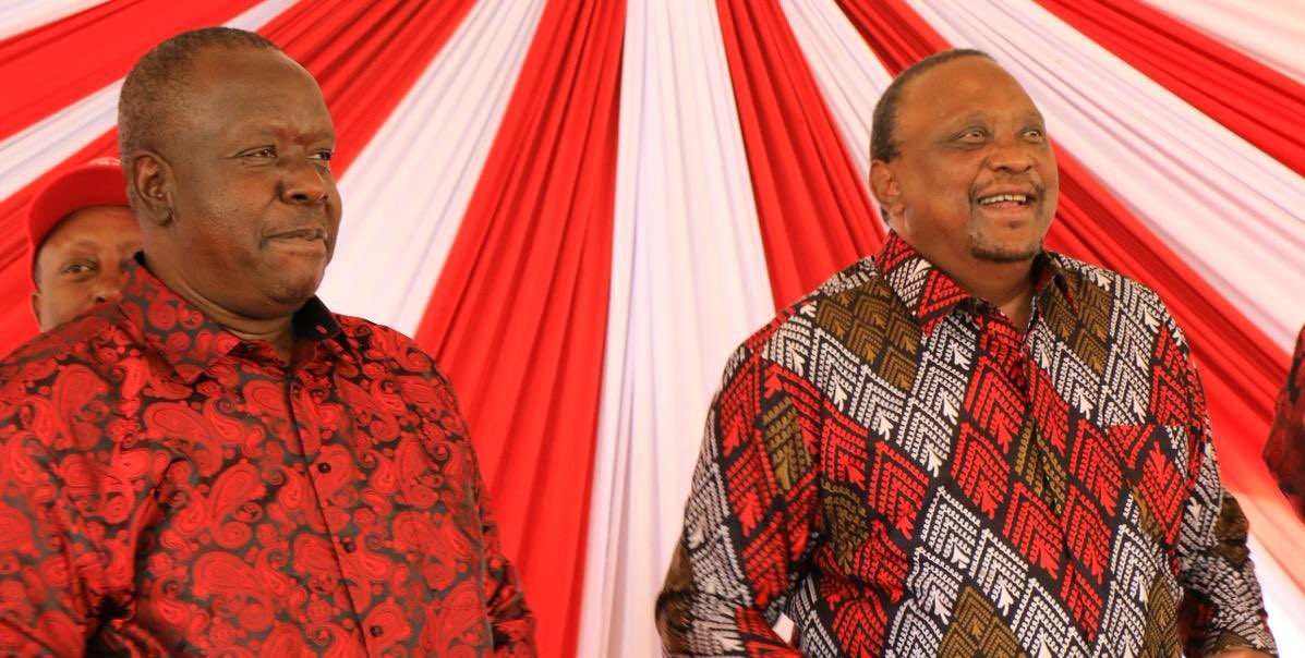 Former President Uhuru Kenyatta former Cabinet Secretary Fred Matiang’i during the Jubilee Party delegates meeting held at Thika Greens in Murang’a county, November 7, 2025. /HANDOUT