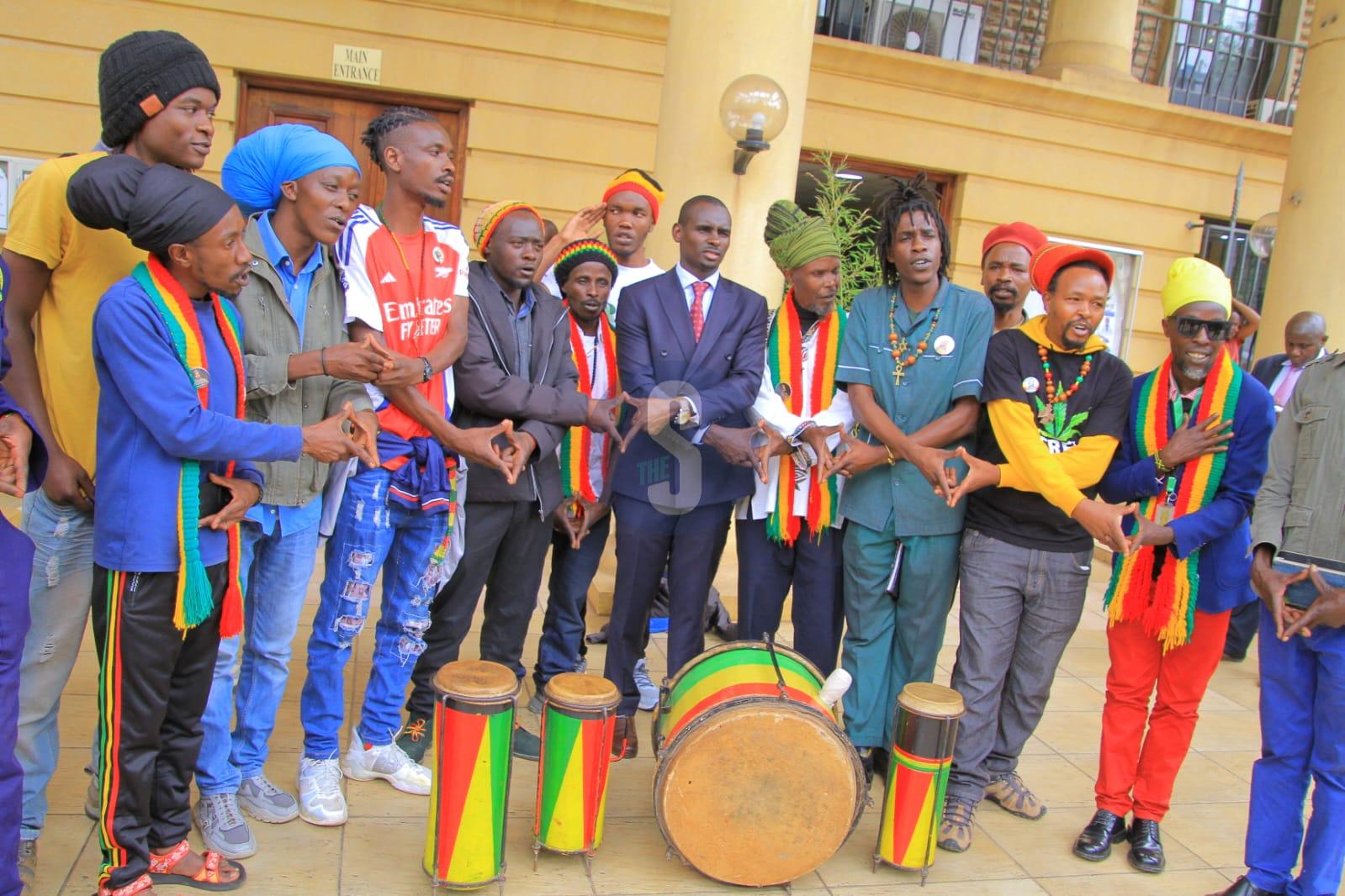 [PHOTOS] Rastafari Society chant in colourful display outside court
