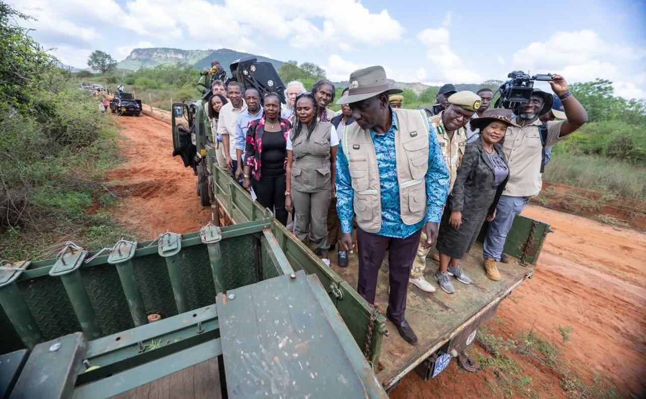 Watch: Ruto’s Close and Terrifying Encounter with a Rhino at Tsavo