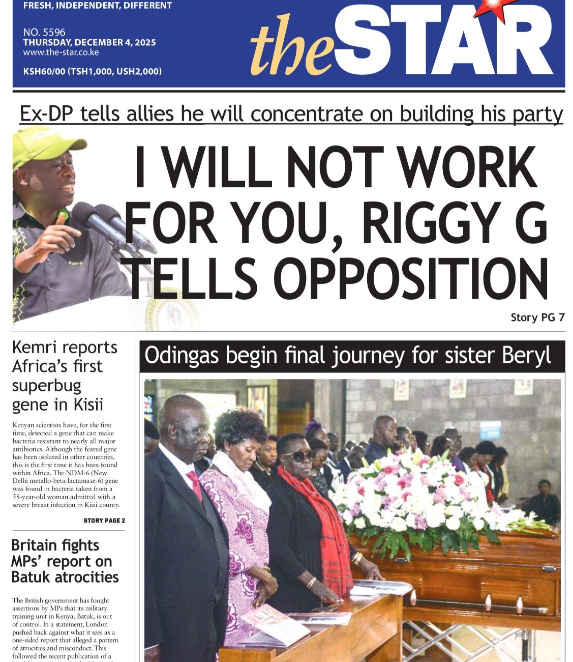Briefs: I'll not work for you, Riggy G to opposition