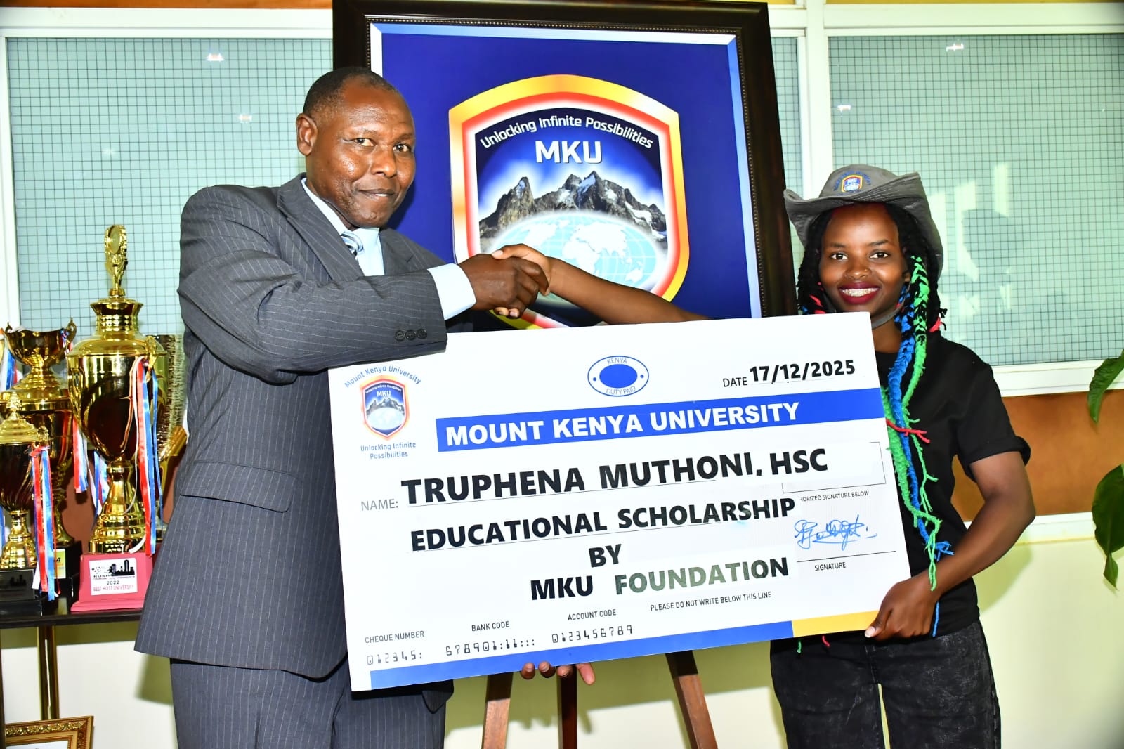 MKU awards Truphena Muthoni
