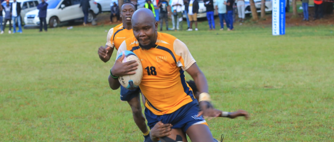 USIU-A Martials backrow Tom Lomodong in action against Kisii Rugby at Cardinal Otunga High School, Mosocho/ANGWENYI GICHANA
