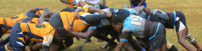 USIU-A Martials and Kisii RFC players go for a scrum at a recent match at Cardinal Otunga High School, Mosocho/ANGWENYI GICHANA