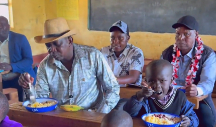 Sudi launches school feeding programme, joins pupils for lunch
