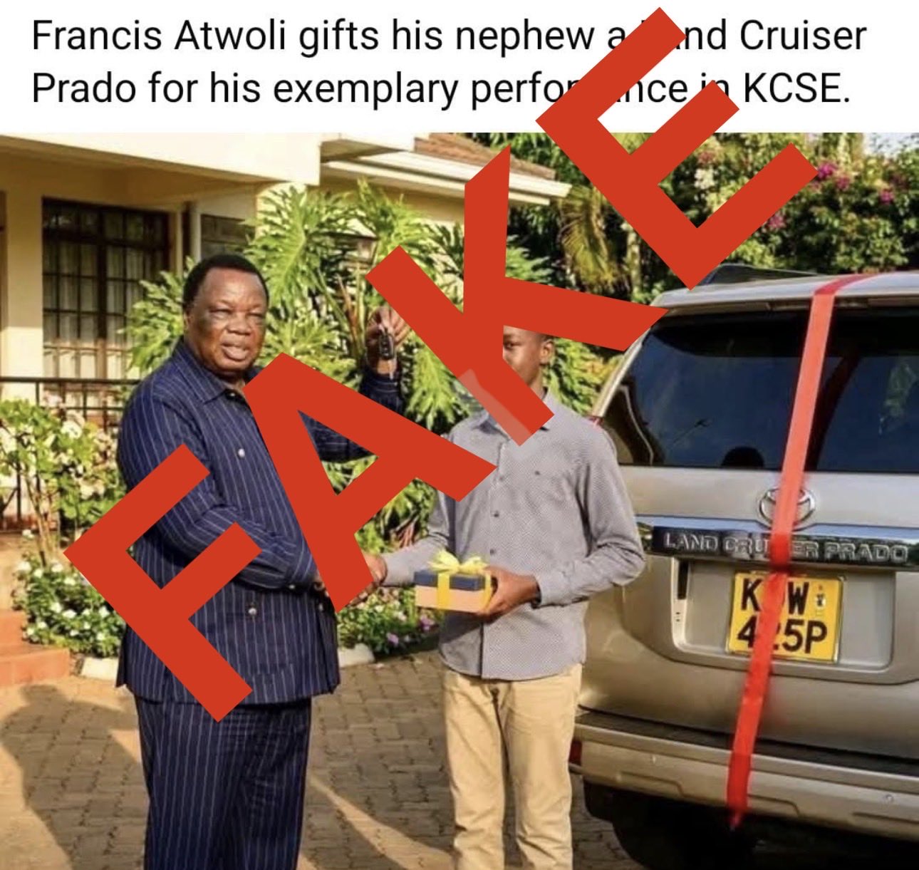 Image claiming Atwoli gifted nephew prado flagged as fake