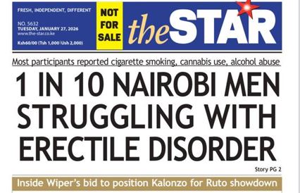1 in 10 Nairobi men struggling with erectile disorder