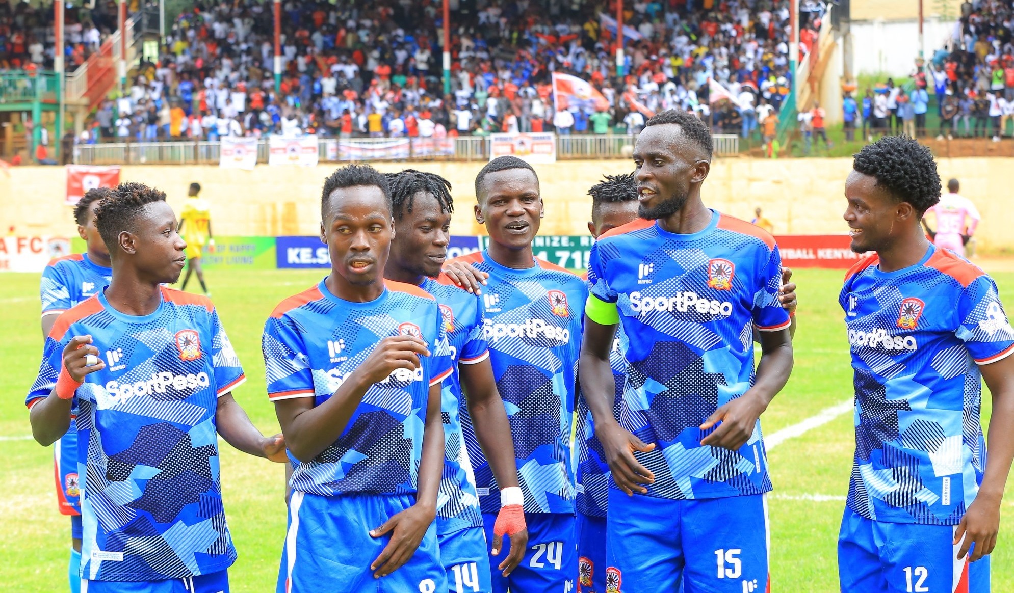 Shabana players celebrate during the game against Bidco United. They host Nairobi United on Sunday/ANGWENYI GICHANA