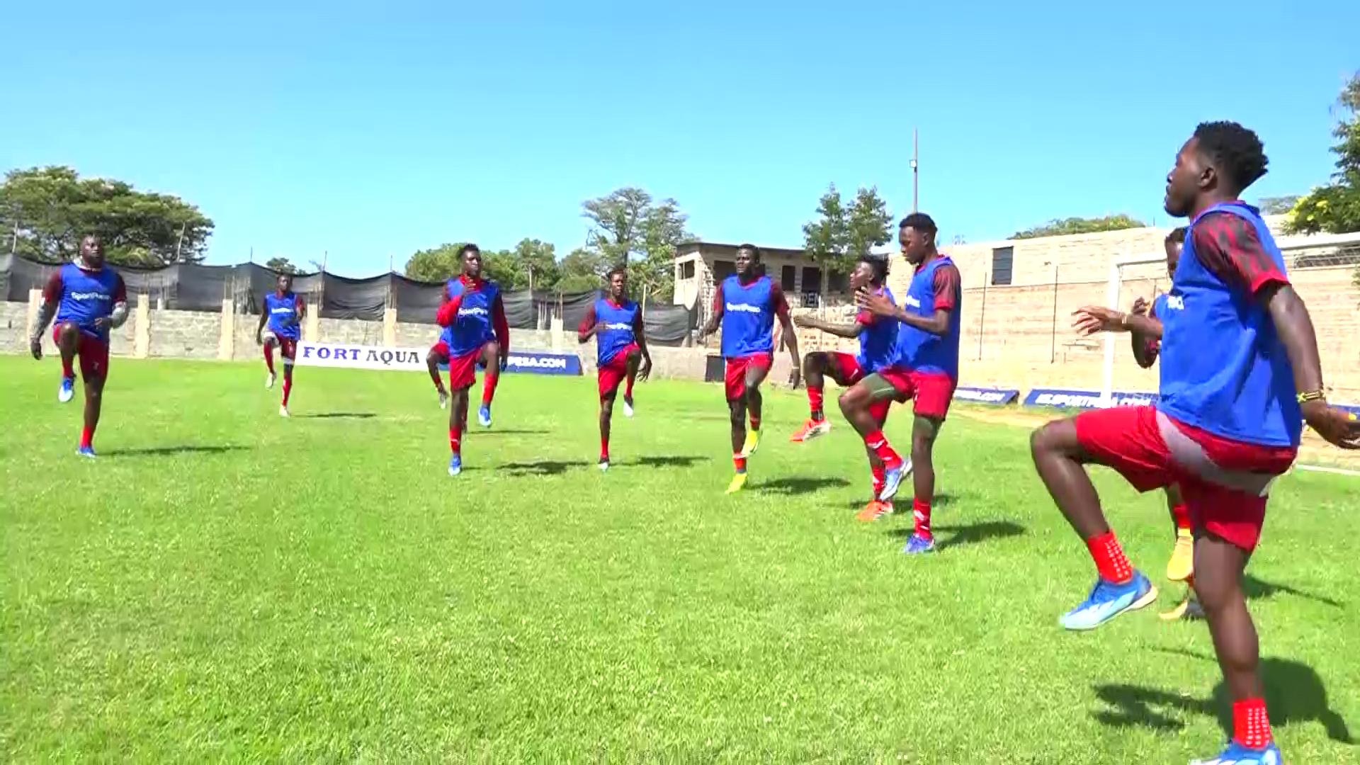 Murang'a Seal FC players during a training session at St. Sebastian Sportpesa arena in Murang'a/ ALICE WAITHERA