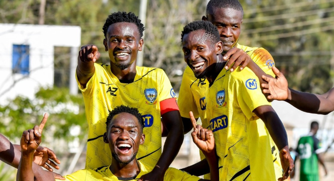 Migori Youth players celebrate during a recent league game/HANDOUT