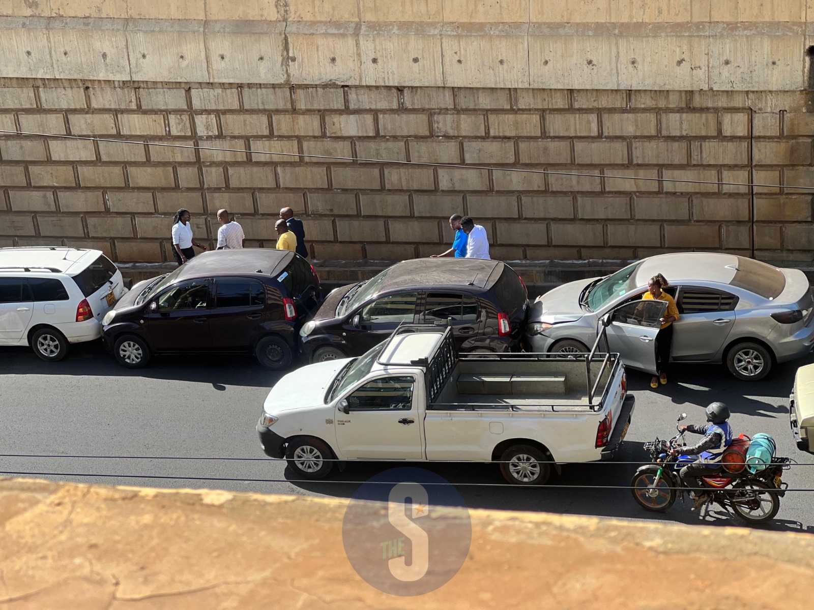 4 cars involved in multiple rear end collision
