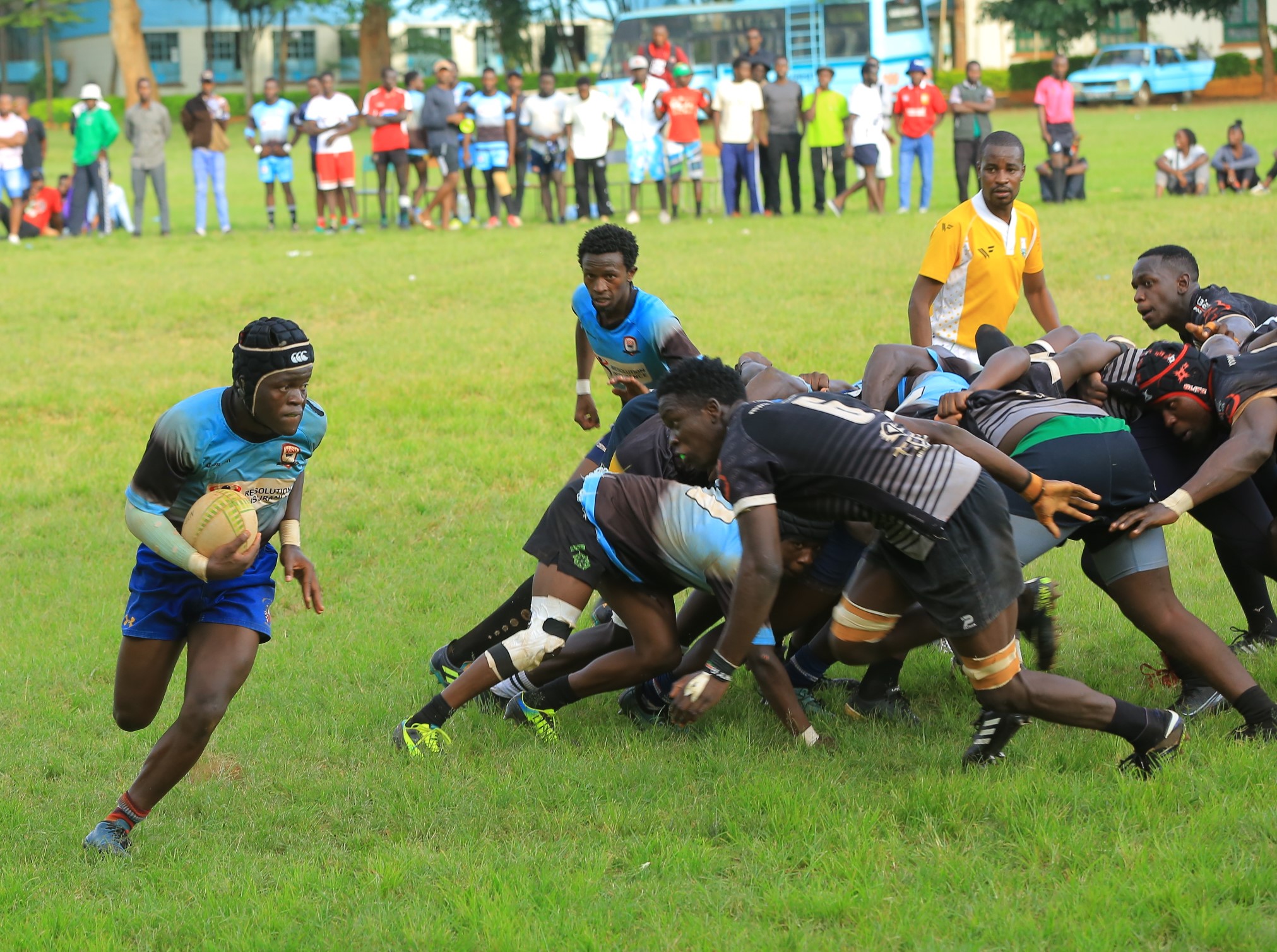 Action between Kisii Rugby and Mwamba RFC at Kisii School