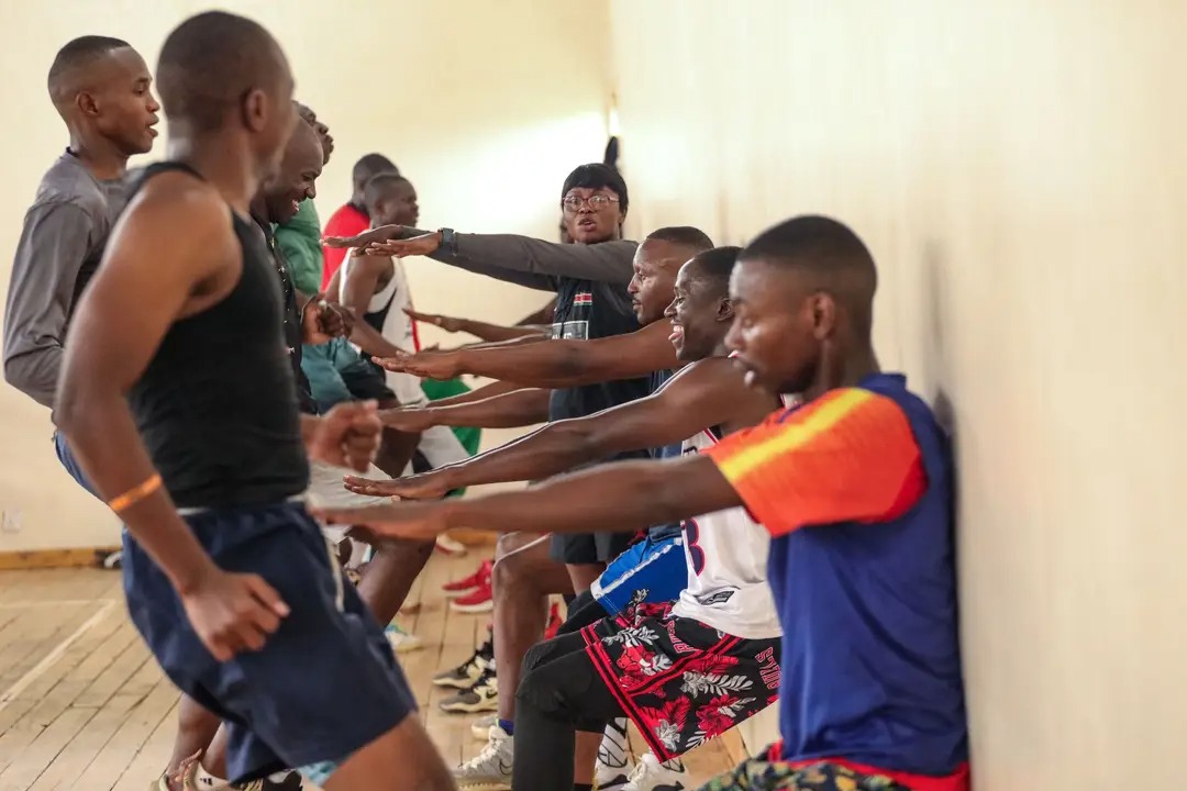 Ulinzi Warriors assistant coach Esther Butali instructs her charges during a training session at Ulinzi Complex