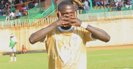 Mofa striker Joshua Amunike celebrates