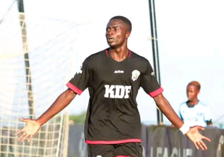 Paul Okoth celebrates after scoring in a past KPL match
