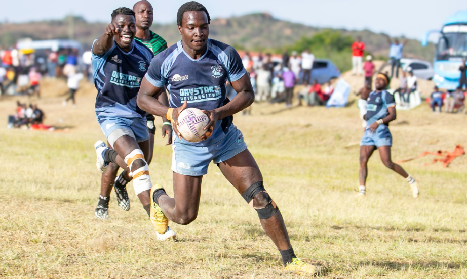 Falcons Phabian Onyango scores a try against Nakuru during a recent league match /HANDOUT