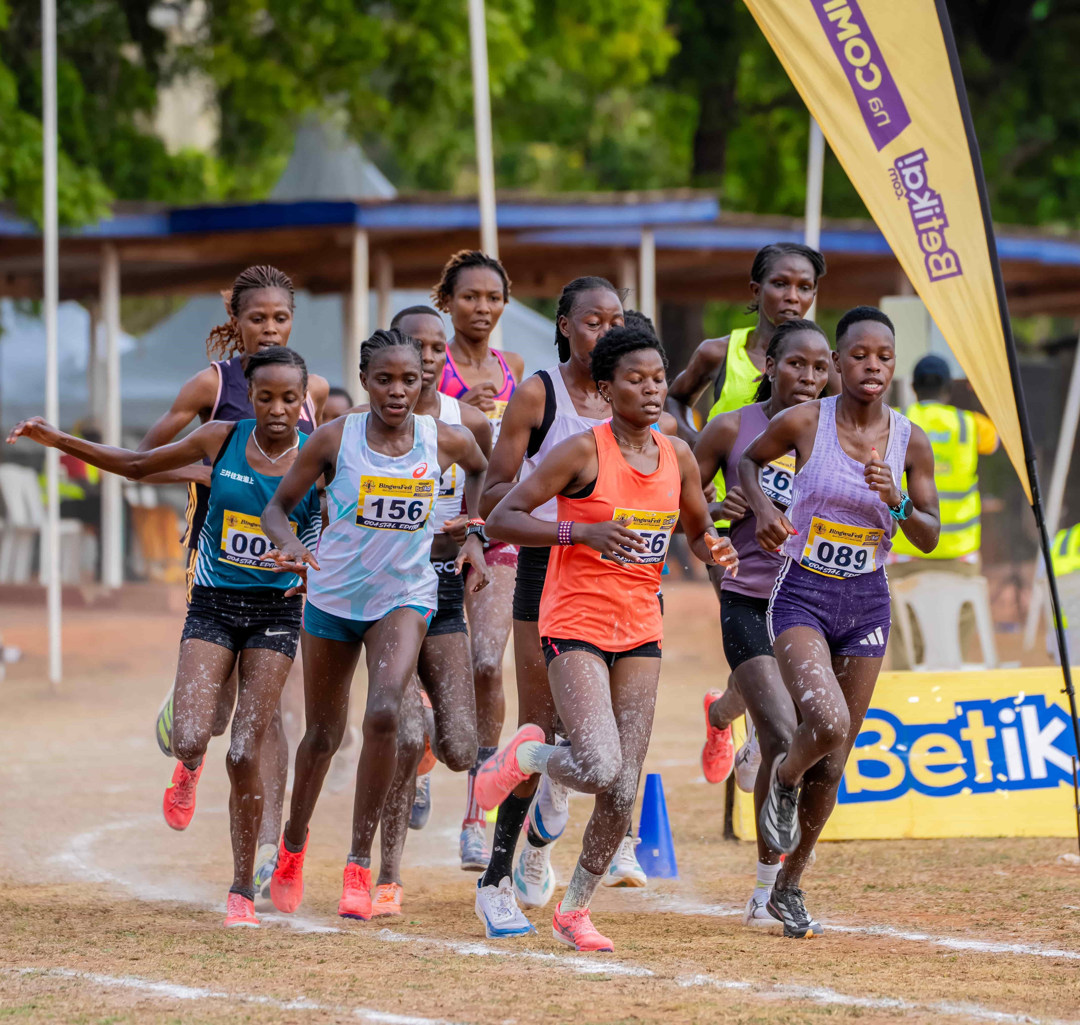 Action in the women's 10, 000m race during BingwaFest at Shansu Teachers Training College
