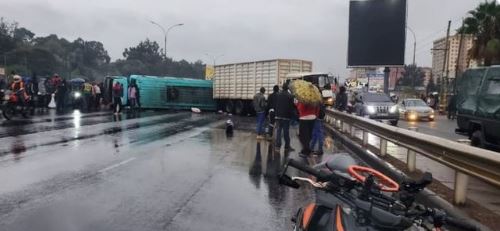 Several injured after lorry rams into bus on Thika Road