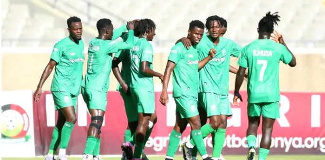 Gor Mahia players celebrate their goal during a past KPL match/GOR MAHIA