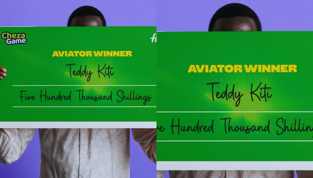 Aviator winner hides face as he receives Sh500,000 Cheque from Chezagame