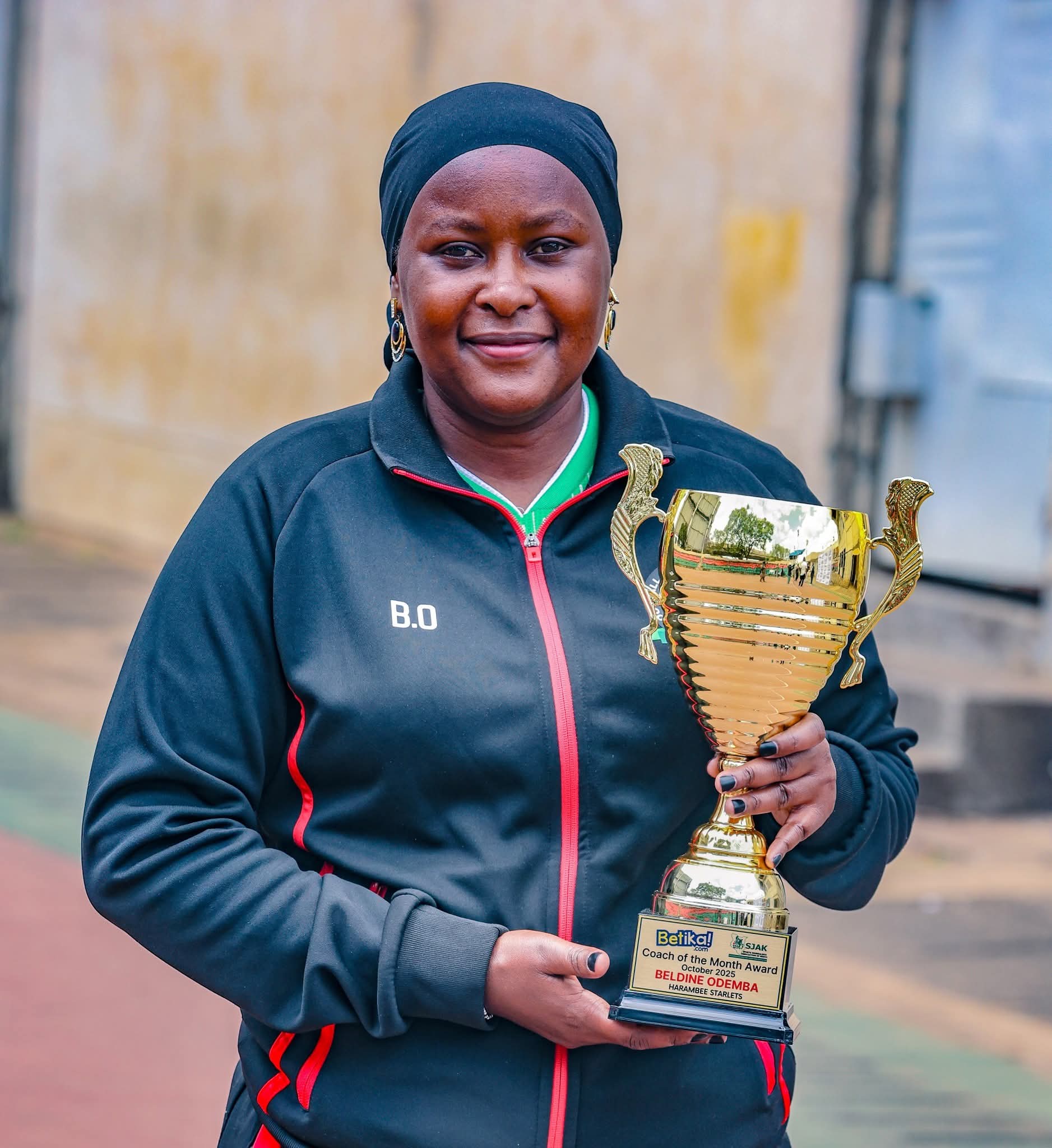 Harambee Starlets headcoach Beldine Odemba with assistant coach Lawrence Suji