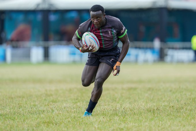 Michael Ochieng of Quins in action against Impala during the Christie sevens