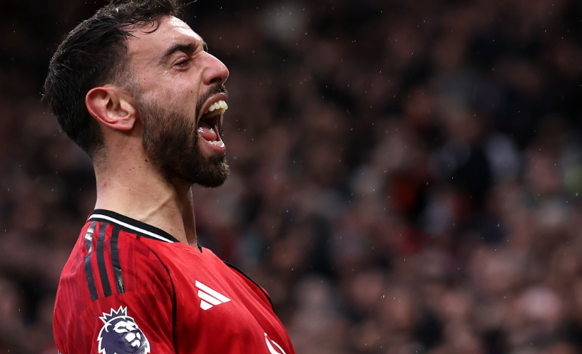Manchester United's Bruno Fernandes celebrates/ MANCHESTER UNITED