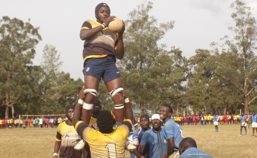 Paul Amenya of Kisii RFC goes for the ball during a lineout in their clash against Mean Machine last Saturday/ANGWENYI GICHANA