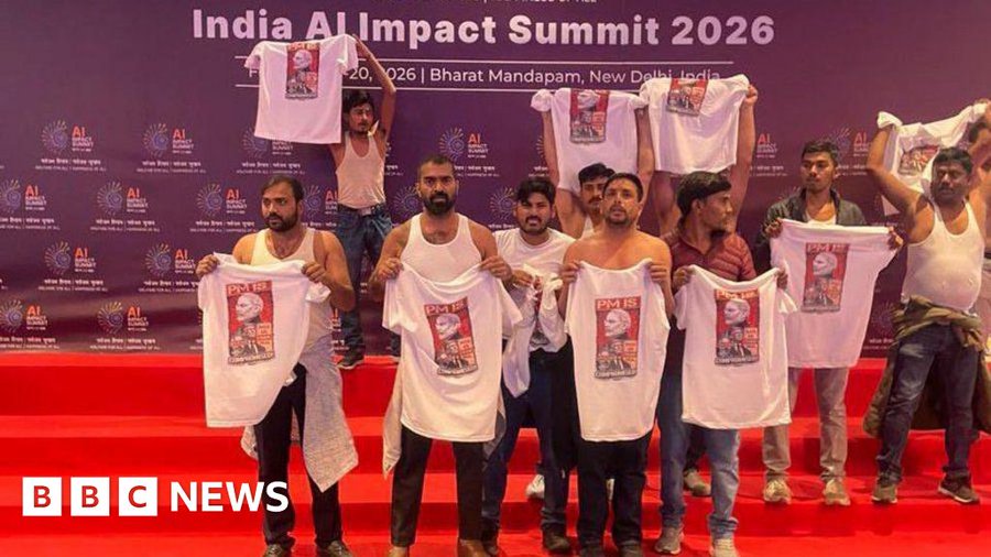 'Shirtless' protest at AI summit sparks political storm in India