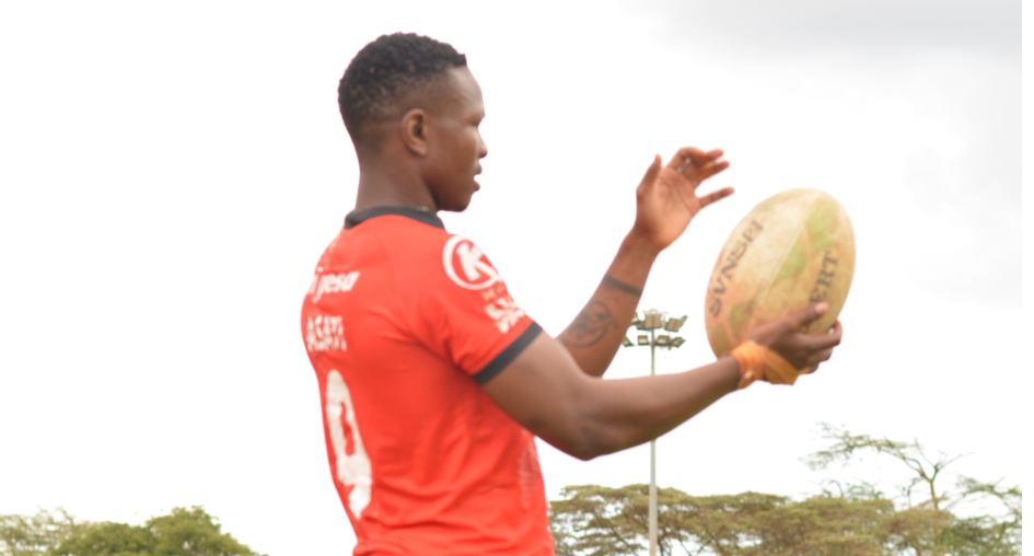 Shujaa's Co-captain, Samuel Asati, during a training session at Moi Stadium, Kasarani/ CHARLENE MALWA
