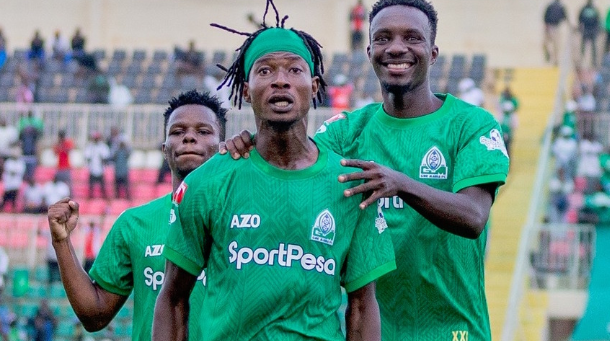 Gor Mahia's Enock Morrison (C) celebrates with teammates/ HANDOUT