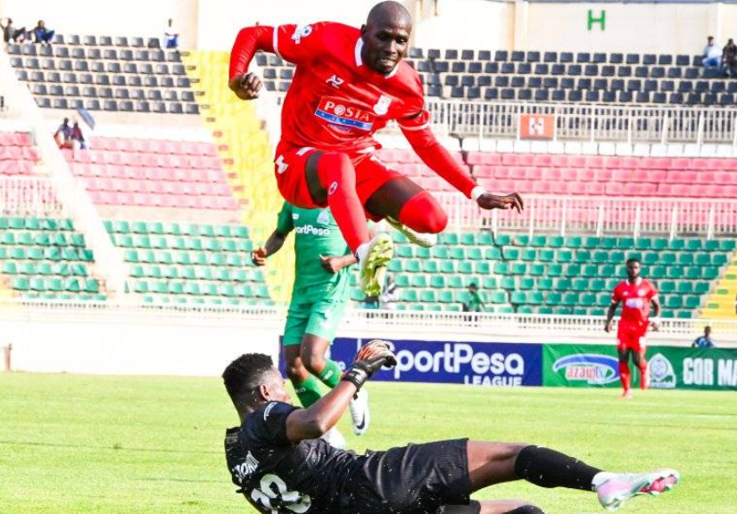 Posta Rangers' Eliud Lokuwam in action against Gor Mahia's Byrne Omondi/HANDOUT