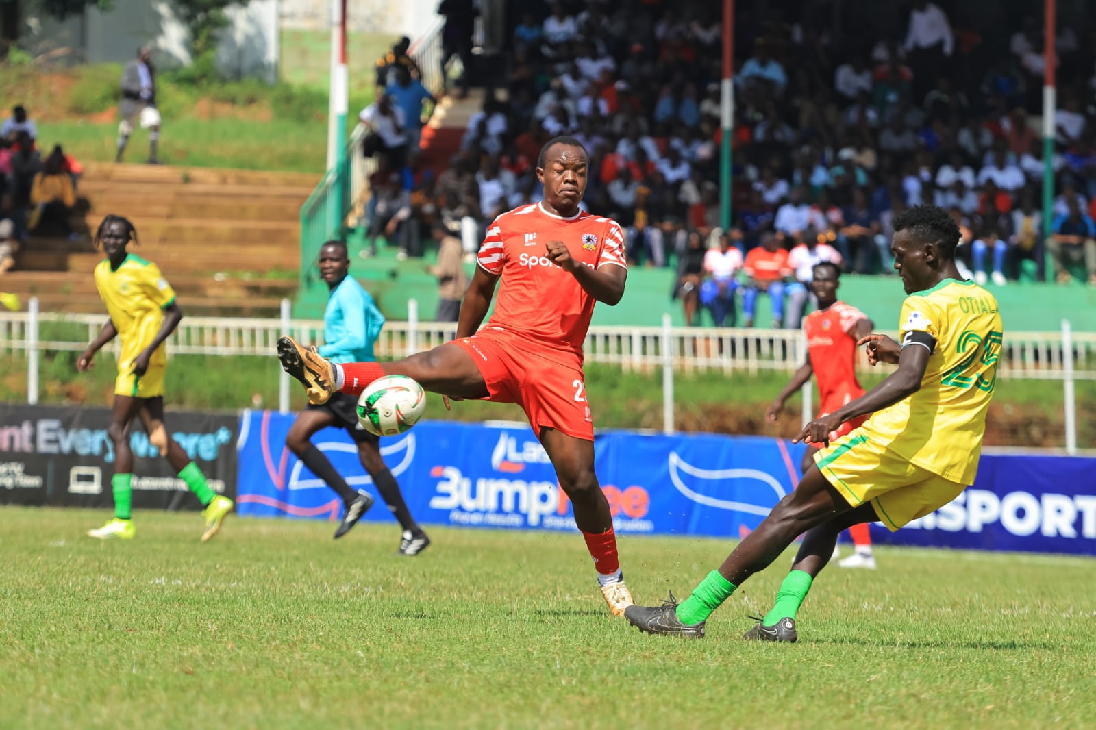 Shabana's Keith Imbali tries to block the ball during the game against Kariobangi Sharks