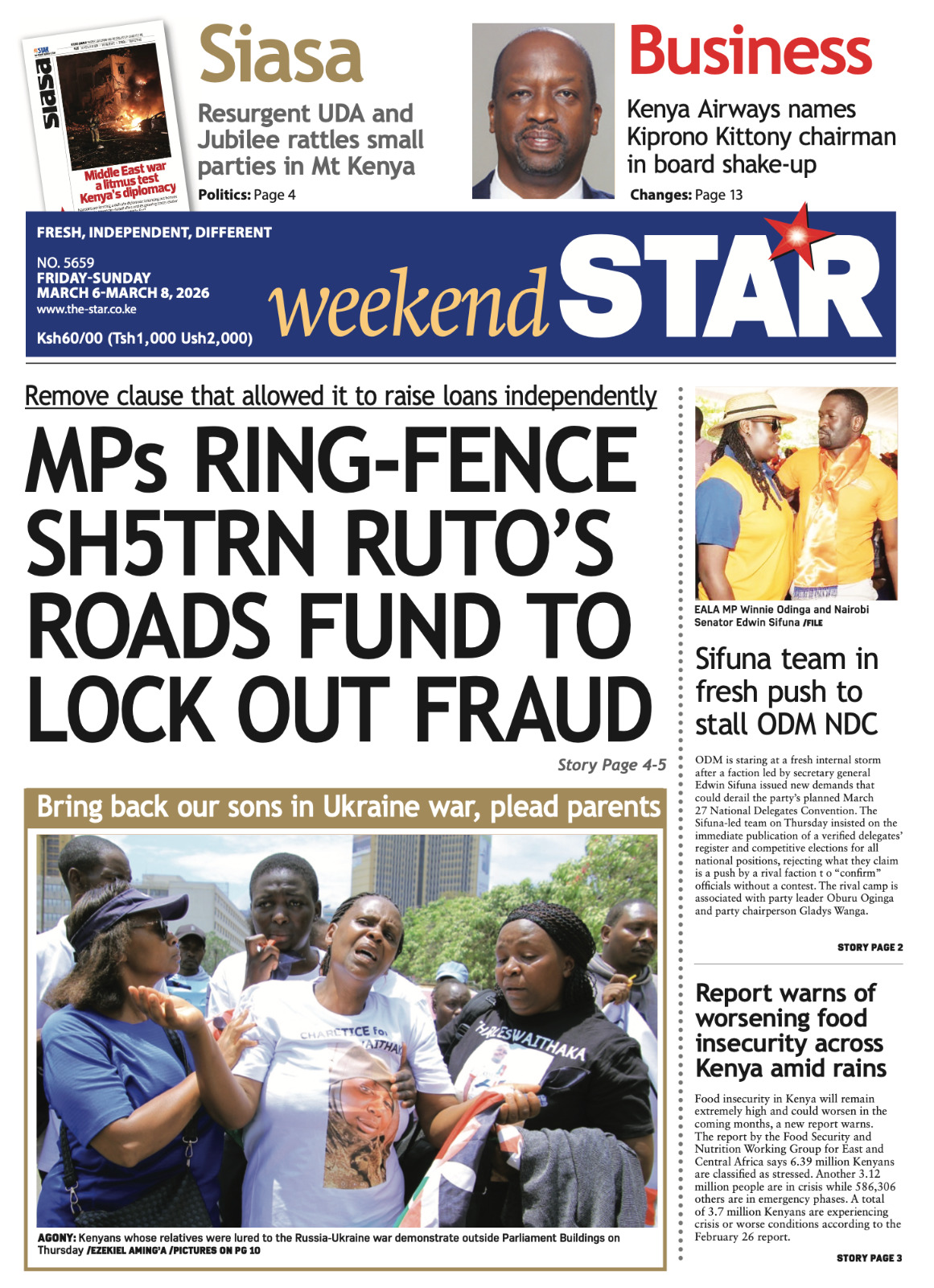 Briefs: MPs ring-fence Sh5trn Ruto's roads fund