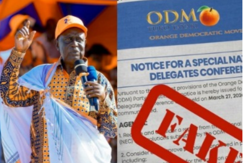ODM dismisses viral notice on special delegates conference as fake