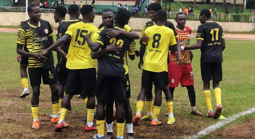 3K FC players celebrate at Gusii Stadium on Wednesday/ANGWENYI GICHANA