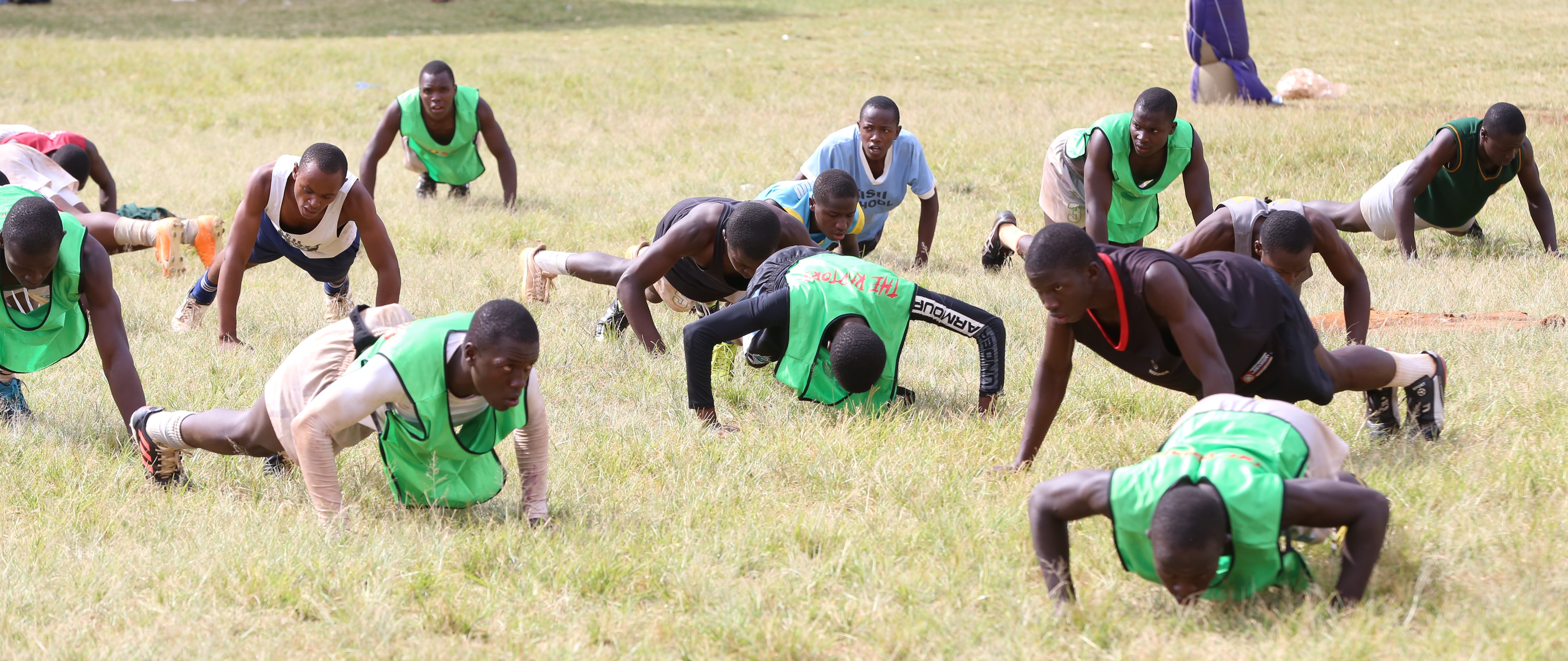 Kisii School rugby 15s team during a training session at the school