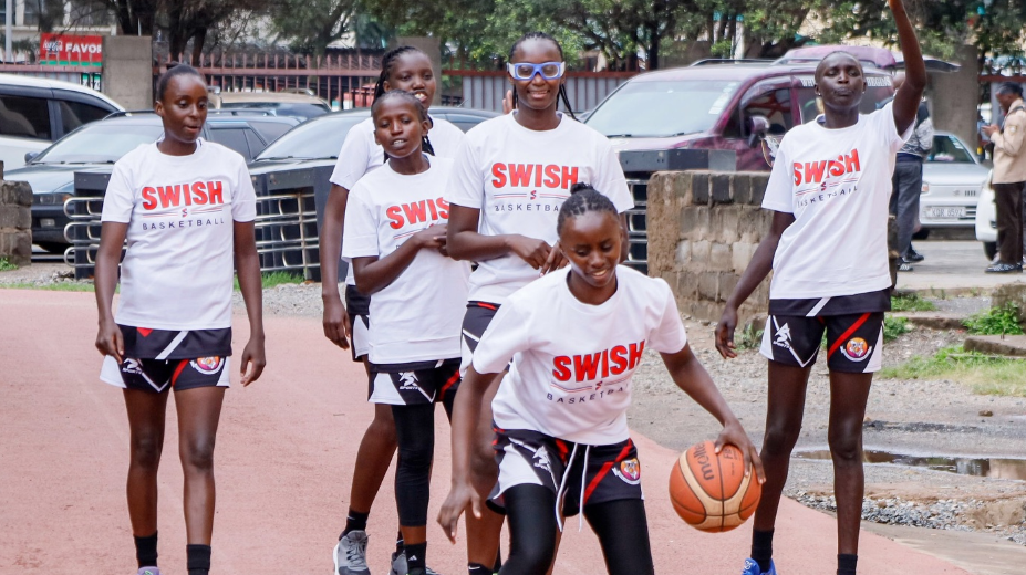The Swish basketball team at Nyayo Stadium/ HANDOUT